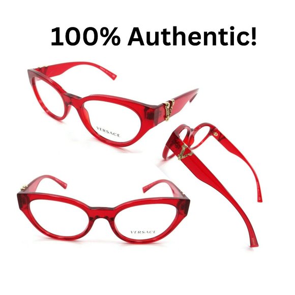 New Versace VE 3282-5280 Transparent Red Eyeglasses 100% Authentic - Picture 2 of 4